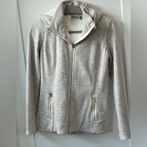 Athleta Cream Fleece-Lined Hooded Jacket